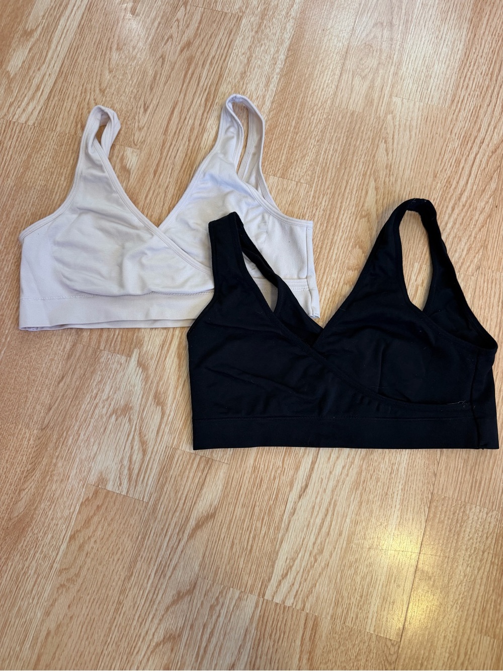 Auden Nursing Bras Lot of 2 Medium Unlined Seamless Wrap Bralettes Black & Blush